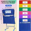 Xaatren 24 Pcs Small Chair Pockets for Classroom 14 Inch School Chairs Bag Chairback Buddy Seat Pocket Student Classroom Organizer with Name Tag for Primary School Chair up to 14'' Wide(Multicolored)