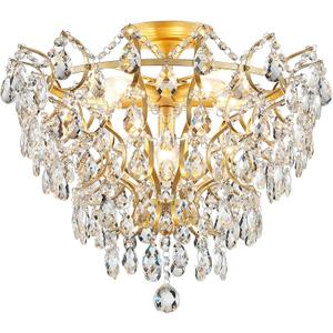 WUZUPS 6-Light Crystal Chandelier Ceiling Light Modern Lighting Fixture for Bedroom Hallway Bar Kitchen Bathroom, H 15.6" W 20.1", E12 Base, Gold, Ceiling Light, 15.6" High 20.1" Wide
