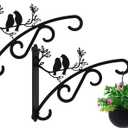 Heavy Duty Outdoor Hanging Plants Brackets, Plant Hangers with Wall Mounted Solid Steel Indoor Hooks, Basket Lantern/Light/Bird Feeder, Pack of 2 Garden Gifts Black (8 inch Black)