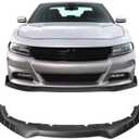 IKON MOTORSPORTS, Front Bumper Lip Compatible with 2015-2023 Dodge Charger, IKON V3 Style Matte Black ABS Front Air Dam Chin Spoiler Splitter 3PCS, 2016 2017 2018 2019 2020 2021