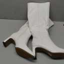 DREAM PAIRS Knee High Boots Women Chunky Block Heel Square Toe Side Zipper Tall Boots for Women (6, White)