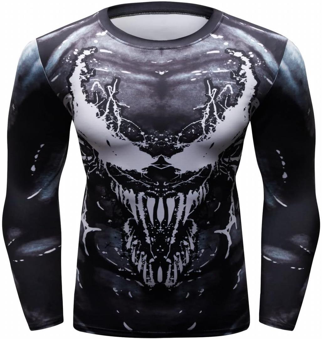 Red Plume Men's Anime Series Compression Sports Shirt Skin Running Long Sleeve Tee (Style C, XXL)