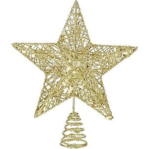 Christmas Tree Topper Glittering Gold Hollow Small Star Mini Christmas Tree Decoration 5 Point Star Xmas Treetop Ornaments
