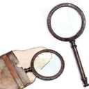 Antique Henry London Marine Handheld Magnifying Glass Astrologers Leather Case Brass Instrument Map or Coin Reading Lens Brown Vintage Magnifier
