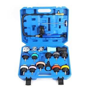 18 Pieces of Anti-Freezing Liquid Replacement Filler Vacuum coolant Pressure Gauge, Motorcycle, Automobile and Truck Universal Radiator Pressure Leakage Tester kit (Blue)