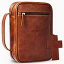 Full Leather Bible Cover for Men & Women, Bibles Study Supplies with Bookmark,Carrying Case for Bible Holder,Bible Protective Book Holder Carrying Case Organizer,Ideal Christian Gift (Brown)