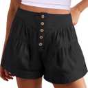ANRABESS Women's Denim Shorts Summer Baggy High Waisted Flowy Wide Leg Buttons Pleated Casual Jean Shorts 2026 Fashion Skorts (Black, M)