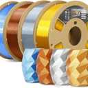 OVERTURE Silk PLA Filament Bundle, Clog-Free Shiny, Metallic Shine 3D Printer Filament, 1kg Spool * 4 Rolls(Silk Gold+Silk Silver+Silk Coppe+Silk Blue-Silver)