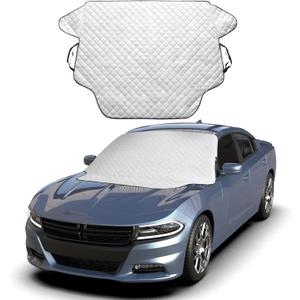 EcoNour Car Windshield Snow Cover - Ice Windshield Cover with 4 Layers Thickness, Snow Protection Cover, Easy to Use, [Universal Fit] for Cars,SUV,Sedan,Hatchback - Medium