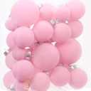 Sea Team 32-Pack Flocked Velvet Christmas Tree Ball Ornaments Set, Decorative Hanging Baubles, Shatterproof Plastic Decorations for Xmas Tree, Wreath, Garland, Multi-Sized, Pink