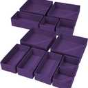 DIMJ Drawer Organizer Clothes, 12 Pack Dresser Organizer, Foldable Closet Organizers and Storage, Fabric Dresser Bins, Drawer Dividers for Nursery, Baby Clothes, Underwears, Sock (Purple)