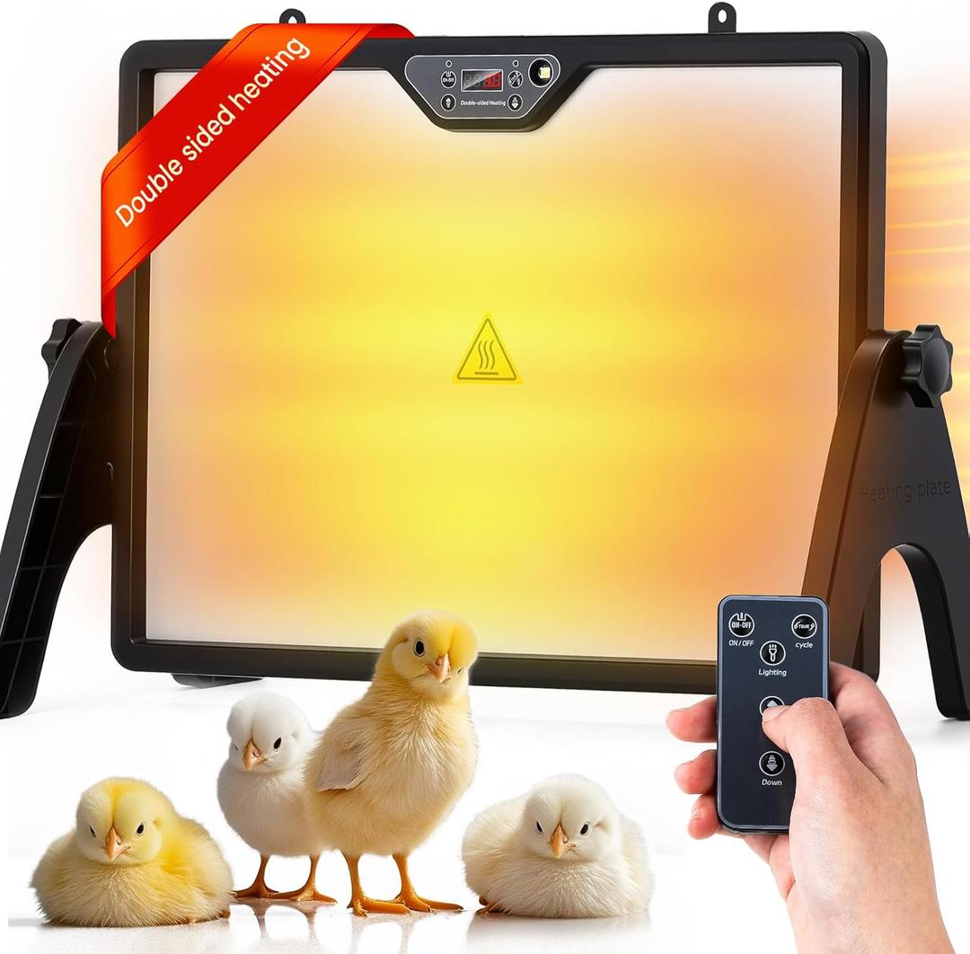NEWTRY Chicken Coop Heater, 200W Dual-Sided Heating, Remote Control & Temp Adjustable for Chickens, Ducks, Geese, Cats & Dogs