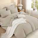 Litanika Comforter King Size Set Oatmeal - 7 Pieces Bed in a Bag King Bedding Comforter Sets, Plain Lightweight Bed Set with Comforter, Sheets, Pillowcases & Shams