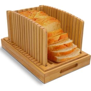 Bread Slicer For Homemade Bread - Compact Sourdough Bread Cutter - Adjustable Homemade Bread Slicer Guide With Crumb/Serving Tray- Easy To Clean Bread Slicer For Sourdough Rounds - Sourdough Slicer