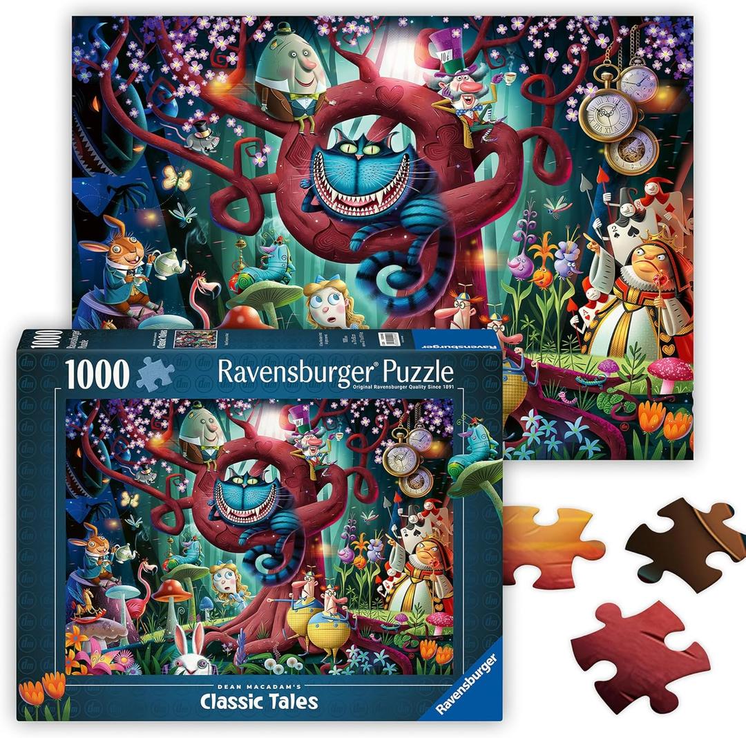 Ravensburger - Most Everyone is Mad - 1000 Piece Jigsaw Puzzle - Stunning Rendition of Alice in Wonderland - Bold, Imaginative Scene - Ideal Gift - Frameable Art - Screen-Free Fun - Puzzles for Adults