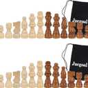 Juegoal 2 Pack Wooden Chess Pieces Only, 32 Pieces Each Wood Chessmen Pieces, 2.4 Inch King Figures Chess Game Pawns Figurine Pieces, Replacement of Missing Piece, Includes Storage Bag
