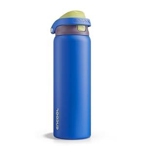 ENCOOL Leakproof Insulated Water Bottle with Straw Dual-Sip Water Bottle Bag-Safe Design for Work, Commute & Gym – Keeps Drinks Cold All Day, 32 oz, Electric Blue