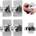 CIEMGNZOC 4PCS No Drill Curtain Brackets, Self-Adhesive Rods, Nail Free Adjustable Holders, Hooks for Rods Under 1.57 Inch (Silver)