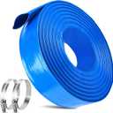 2 IN x 30FT Pool Backwash Hose Heavy Duty Drain Discharge Double PVC Layflat Hose with 2 Clamps, Weatherproof Burst Resistant for Water Transfer, Sump Pump, Pool Filter, Pool Drain (9.2M,Blue)