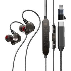 EzKV Karaoke Headset with Built-in Sound Card Wired Microphone & Headphones for Singing, Live Streaming & Recording, Plug & Play with iPhone (Lightning), USB-C & PC (Black)
