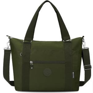 Small Travel Gym Duffel Bag for Women, Waterproof Nylon Weekender Overnight Bag Personal Item Carry on Bags for Airplanes Hospital Sports Fitness Dance Mommy Tote (Military Green)