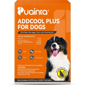 PUAINTA Addcool Plus Flea and Tick Prevention for Large Dogs, Professional Topical Treatment, 3 Monthly Doses, Fast-Acting Waterproof Dog Flea Drops(45-88 lbs)