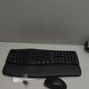 Ergonomic Wireless Keyboard and Mouse Combo, 30dB Quiet Full Size Keyboard Set with Wave Keys & Soft Palm Rest, Dual-System Switch for Windows/Mac, Ideal for Business Teams Home OfficeSablute (Black)