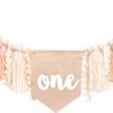 Yarn Tassel One High Chair Banner - Daisy Baby First Birthday Decorations, Cake Smash Shabby Chic Banner Photo Props, Vintage 1st Birthday Highchair Bunting, Holiday Home Wall Hanging Decorations