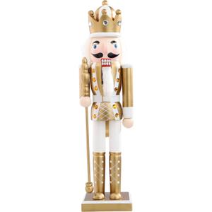 Vipush Christmas Wooden Nutcracker Soldier - 14 Inch Prince Style Figure Ornament Desktop Xmas Puppet Decor Doll Pendant for Party Store Home (Gold)