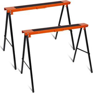 Forup Portable Folding Sawhorse, Heavy Duty Twin Pack, 275 lb Weight Capacity Each 2 Pack (Orange)