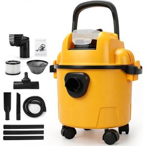 4 Gallon Cordless Wet Dry Vacuum for Dewalt 20V Battery, 20kPa Wet Dry Shop Vac with Brushless Motor, Filter, Hose and Attachments, for Garage Car Workshop (No Battery)