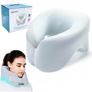 Vigorport Neck Pillow for Traveling, 360 Head Support 2 in 1 Upgraded Travel Pillows for Airplane, 100% Pure Memory Foam Pillow for Flight Headrest Sleep, Portable Plane Accessories (1, Gray)