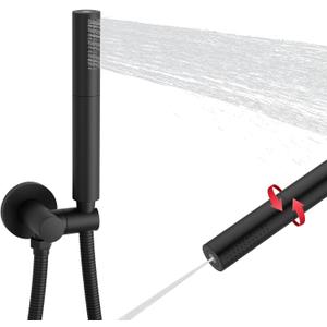 Black Shower Wand Brass Handheld Shower 7 Inch High Pressure Hand Held Shower Head High Flow Sprayer, 2 In 1 Function with 59 inch Hose, Bracket