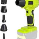 2025 Cordless Leaf Blower Brushless for Ryobi 18V Li-ion Battery, Variable Speed Mini Leaf Blower Handheld Electric with 5 Attachments for Small Areas Precision Cleaning (No Battery)