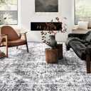 8x10 Washable Area Rug, Upgraded Denser Surface Vintage Rugs, Honeycomb Non-Slip Backing Living Room Rug, Easy Care Foldable Rugs for Living Room Bedroom Kitchen Dinning Room Home Office (Grey)