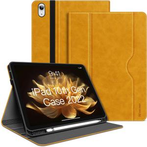 HOLIMET Case for iPad (A16) 11th Generation 11 Inch 2025/ iPad 10th Generation 2022 New iPad 10.9 Inch Case with Pencil Holder, Protective Cases Shockproof Cover, (Yellow)