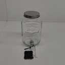 1 Gallon Drink Dispenser with Spigot 18/8 Stainless Steel  Airtight & Leakproof Glass Sun Tea Jar with Anti-Rust Lids, Beverage Dispenser for Parties - Laundry Detergent Holder (Single, Silver)