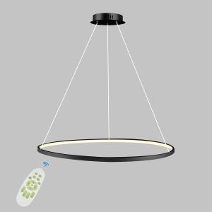 LightInTheBox Modern Pendant Light, 23.6" LED Ring Chandeliers Ceiling Light with Remote Control,Minimalist Halo Hanging Light Fixture Metal Acrylic White for Living Room Dinning Room Bedroom (Black)
