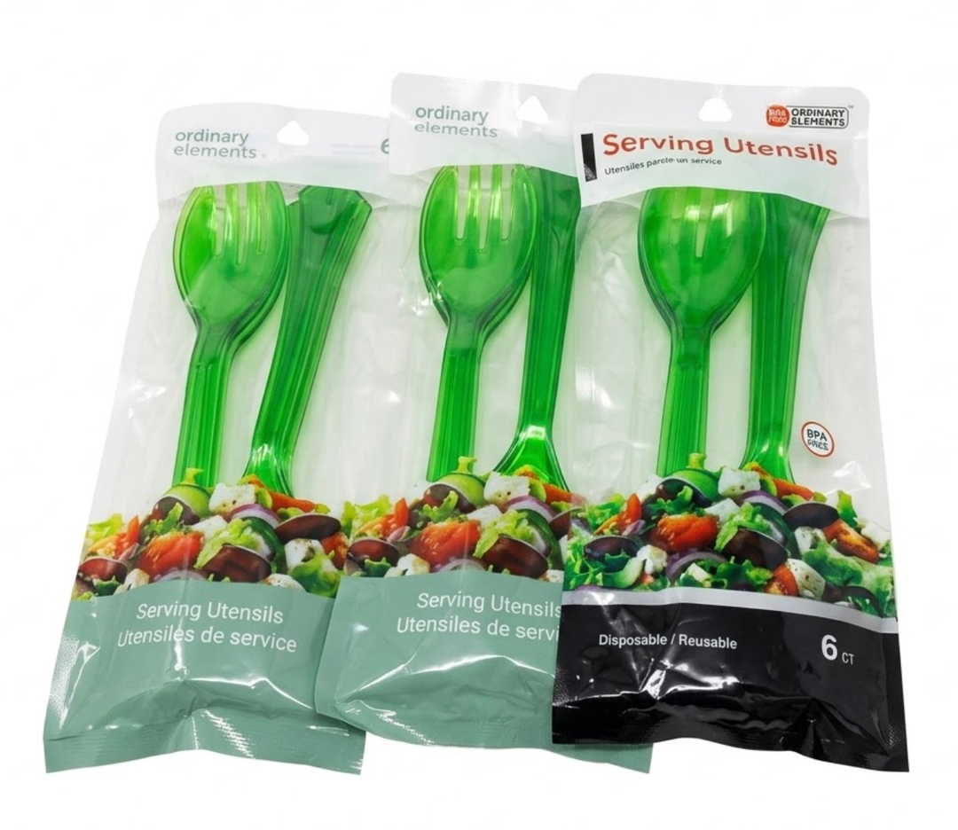 Green Plastic Serving Utensils - (Set of 4) - Durable and Reusable Flatware for Everyday Use, Formal Dining, and Special Occasions
