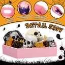 Leinuosen 1 Pack Halloween Wooden Coffin Tray 14" Halloween Charcuterie Board Coffin Serving Trays Wooden Spooky Gothic Home Table Decoration for Party Kitchen Decoration(Pink Horror)