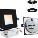Adetu 4 inch Square Led Recessed Lighting Black,5CCT Ultra Thin Square Led Ceiling Light with Junction Box,2700K-5000K, 10W 860LM,Can-Killer Wafer Downlight,ETL and Energy Star Certified