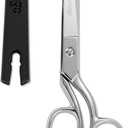 LIVINGO 8" Professional Heavy Duty Tailor Fabric Scissors, Dressmaker Sewing Classic Stainless Steel Ultra Sharp Forged Shears, Bent A-silver