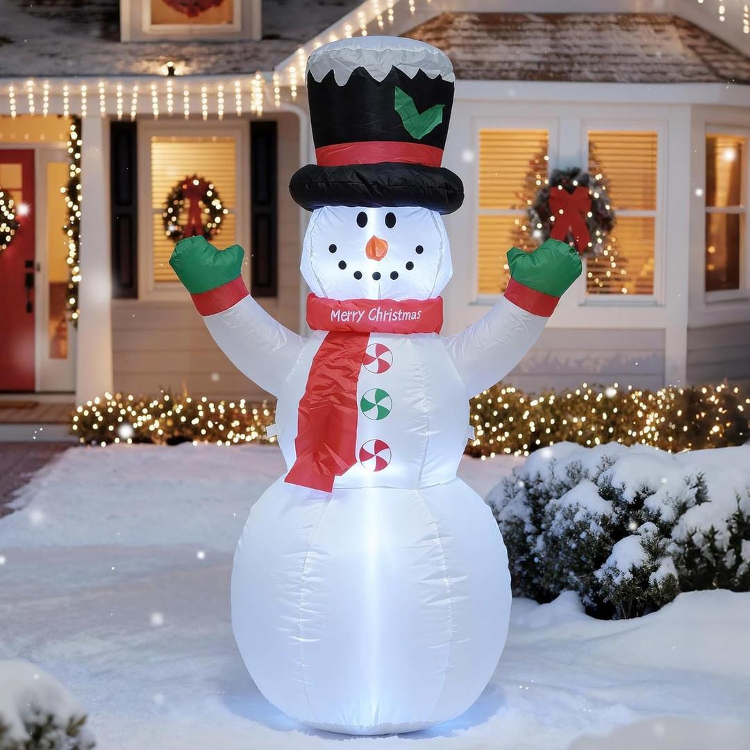 4 FT Christmas Snowman Inflatables Christmas Blow up Snow Man Decoration with LED Lights Indoor Outdoor Winter Outside Holiday Party Patio Garden Lawn Decor