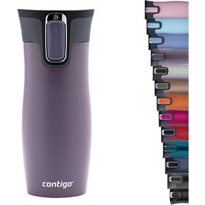 Contigo West Loop Autoseal Travel Mug, Stainless Steel Thermal Mug, Vacuum Flask, Leakproof Tumbler, Coffee Mug with BPA-Free Easy-Clean Lid (Dark Plum)