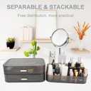 Makeup Organizer with 2 Drawers, Cosmetics Organizer for Bedroom and Bathroom Vanity Countertops, Large Capacity Cosmetic Storage Box for Skincare Cream Perfume Lipstick Dresser Counter-Black