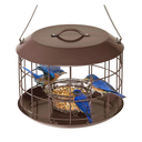 Kingsyard Bluebird Feeders for Outdoors Hanging, All Metal, Cage Bird Feeder with Tray, Squirrel Proof & Weatherproof, Easy to Refill & Clean (Brown)