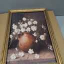 Vintage White Flower Canvas Wall Art,Gold Framed Floral Wall Decor24x16in