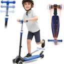 Scooters for Kids 6-8 8-12, Folding 3 Lighted Wheels Kick Scooter,3 Adjustable Height Handlebars, Lean-to-Steer,Widen Anti-Slip Deck, Heavy Duty Scooter for Boys Girls Ages 6-12,up to 170 Lbs