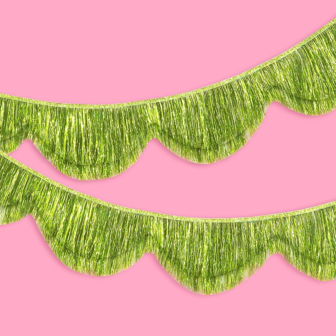 FYSUIMU Party Decoration Lime Green Fringe Garland 6.6 Ft Hanging Layored Scalloped Christmas Banner for Bachelorette Party Supplies Birthday Photo Booth Margarita Bach Decor Bridal Shower Backdrop