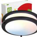 ASD LED 10 Inch Round Flush Mount Light Fixture | 16W 1050LM 3000K-5000K 120V | 3CCT, Dimmable, Energy Star, ETL Listed | Close to Ceiling Double Ring Lamp, Low Profile Lighting | Black